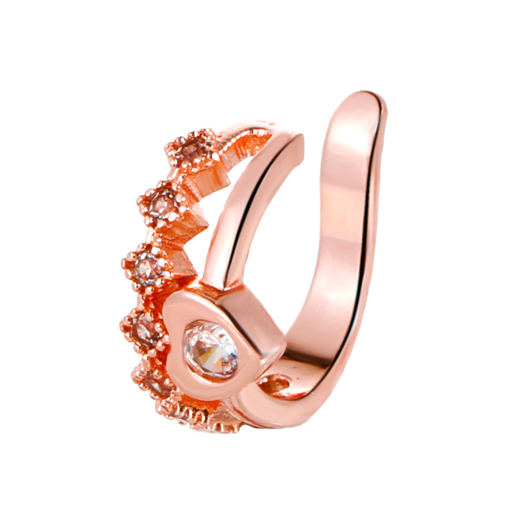 Simple zircon hole-free ear clip fashion retro geometric C-shaped ear bone clip niche design temperament earrings women