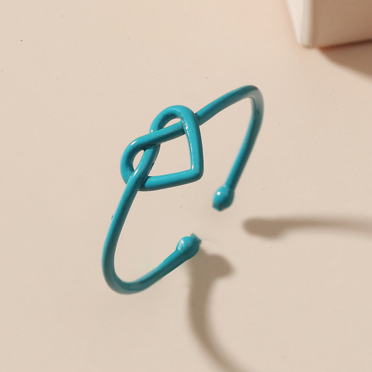 Knotted ring femininity simple hollow love opening ring peach heart heart-shaped ring