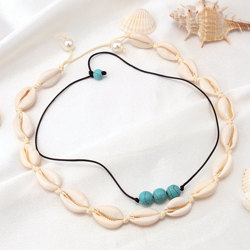 Creative Natural Handwoven Shell Necklace Fashion Simple Ethnic Beach Clavicle Chain Popular Jewelry