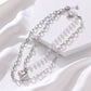 Jewelry punk double-layer geometric big heart pendant imitation pearl necklace female ins all-match necklace