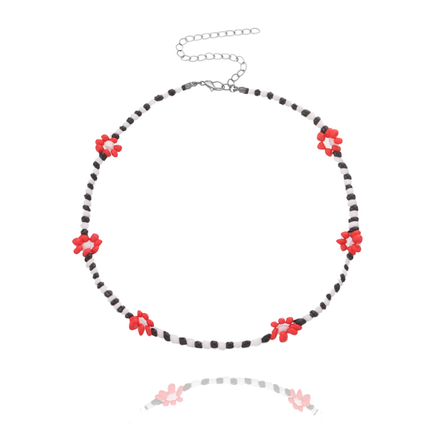 Jewelry Rice Bead Flower Necklace Women's Fashionable Temperament Adjustable Necklace
