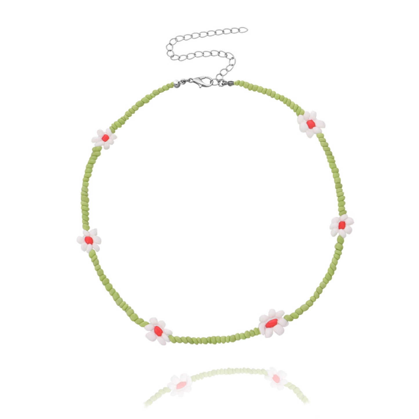 Jewelry Rice Bead Flower Necklace Women's Fashionable Temperament Adjustable Necklace