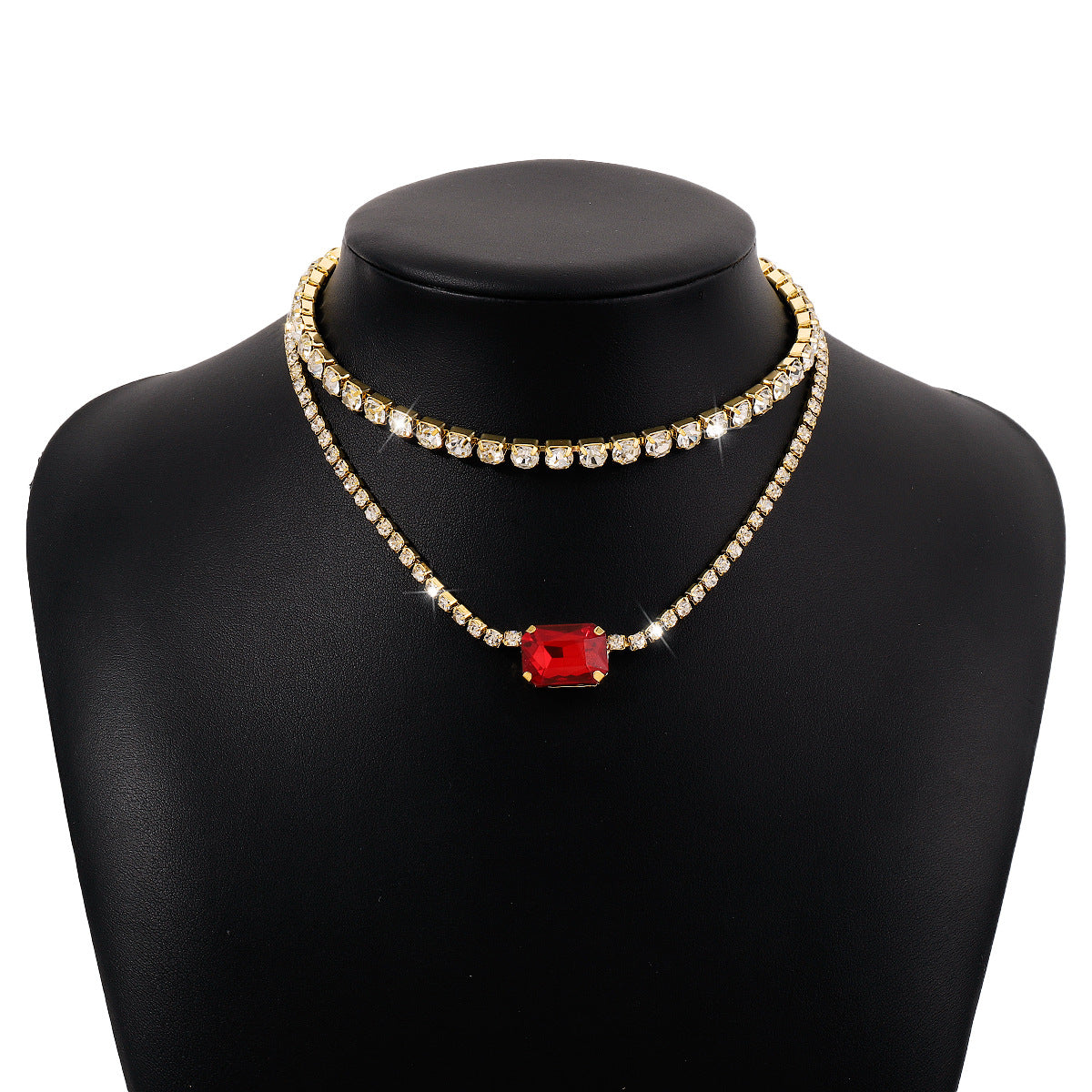 N1691 Niche Double-layer Claw Chain Necklace Baroque Retro Palace Light Luxury Fashion Rhinestone Necklace