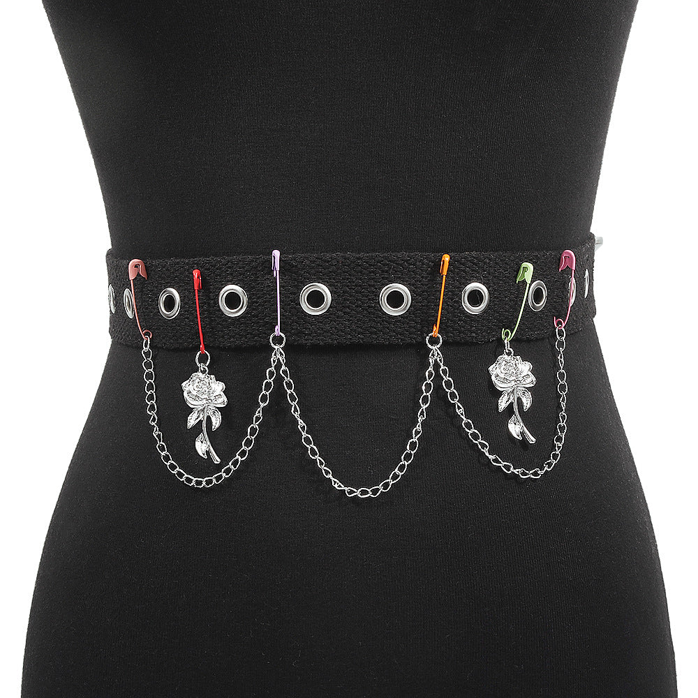 C265 Punk Exaggerated Waist Decoration Street Shot Butterfly Spider Pendant Waist Chain Simple Casual Fashion Belt