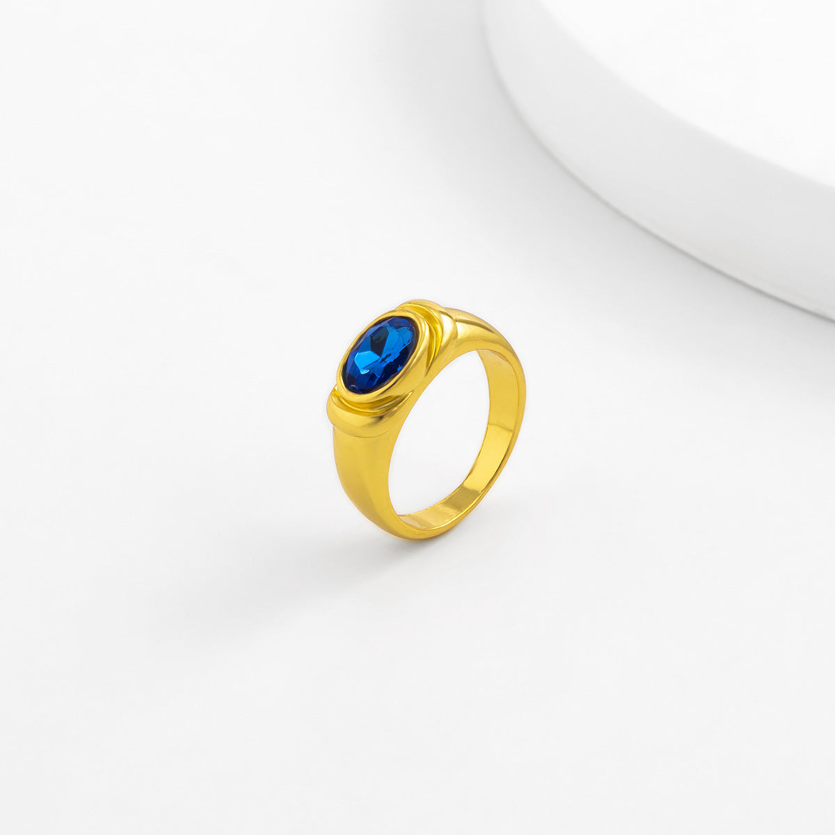 Metal micro-inlaid imitation gold index finger ring ring retro checkerboard color drop oil ring for women