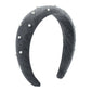 F4978 wide-brimmed retro pure color sponge imitation pearl headband female high skull top internet celebrity simple velvet headband