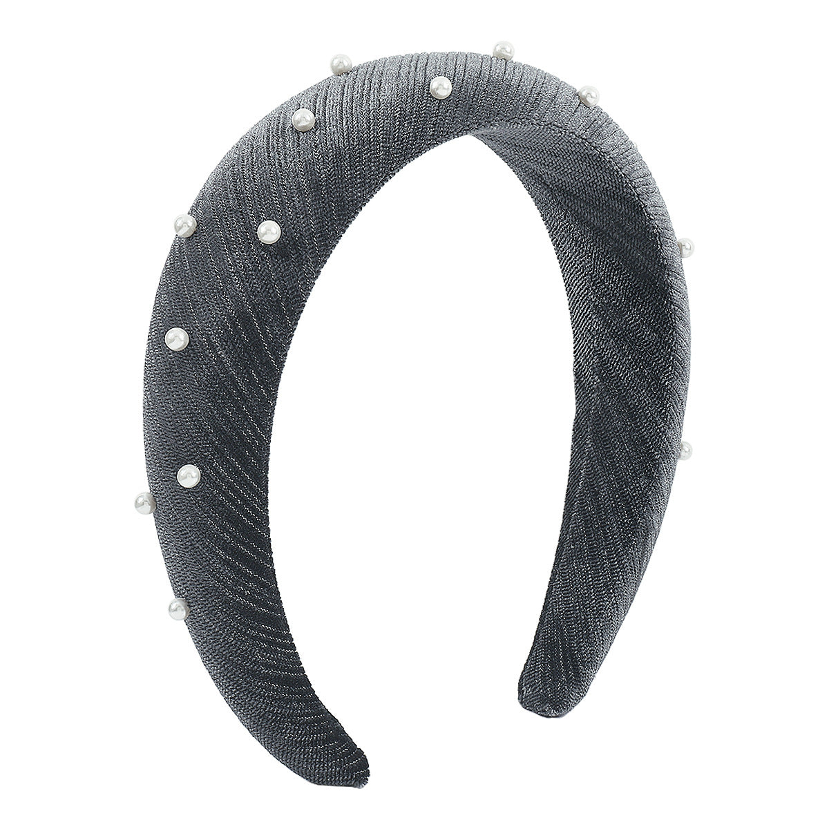 F4978 wide-brimmed retro pure color sponge imitation pearl headband female high skull top internet celebrity simple velvet headband