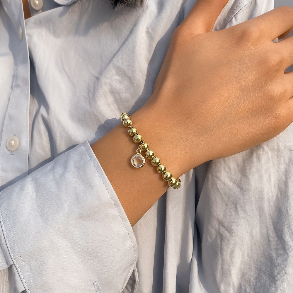 B1585 Hand Decoration Simple Beaded Elastic Geometric Bracelet Rhinestone Small Fresh Girly Bracelet