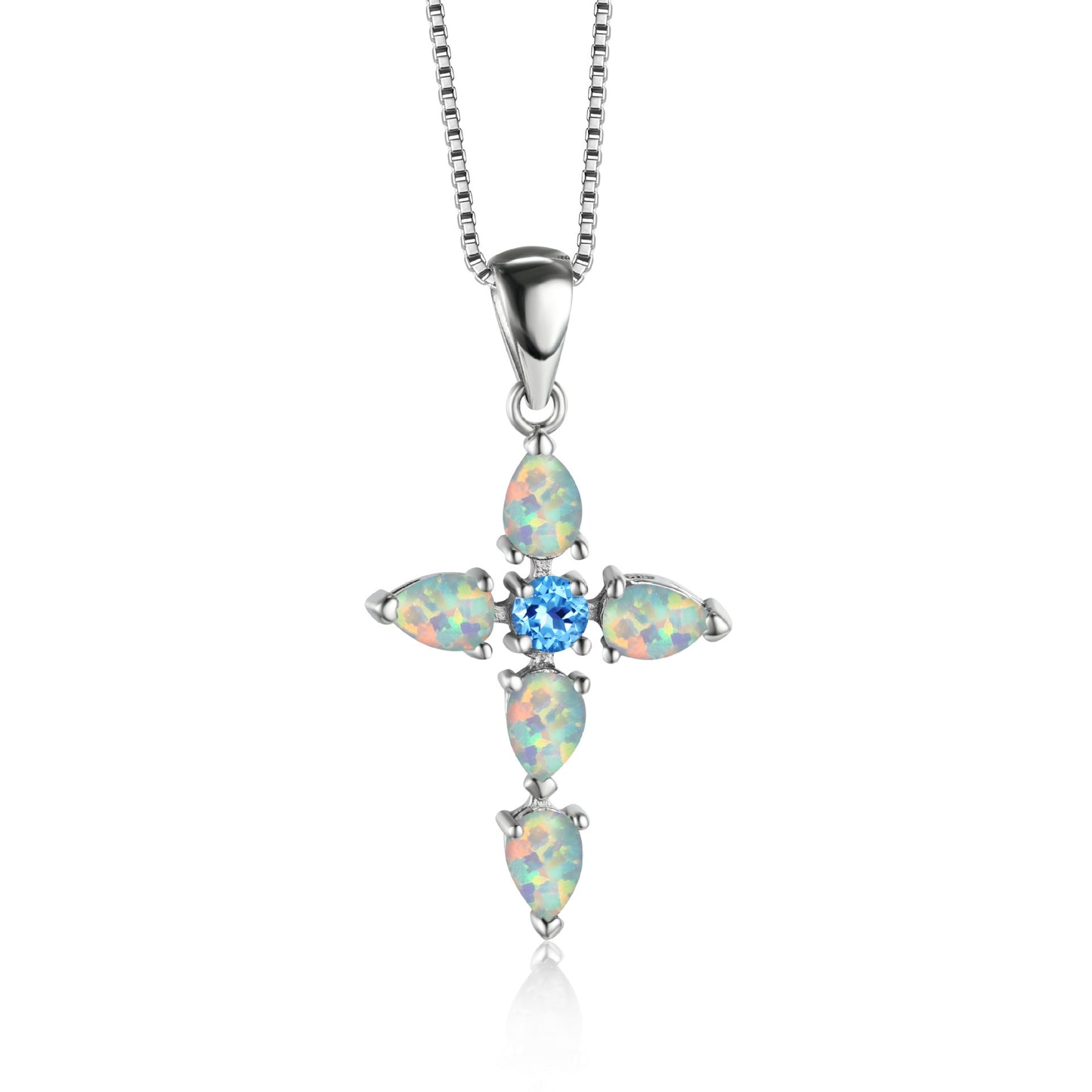 Explosive cross pendant necklace women's summer collarbone chain opal jewelry with diamond head jewelry