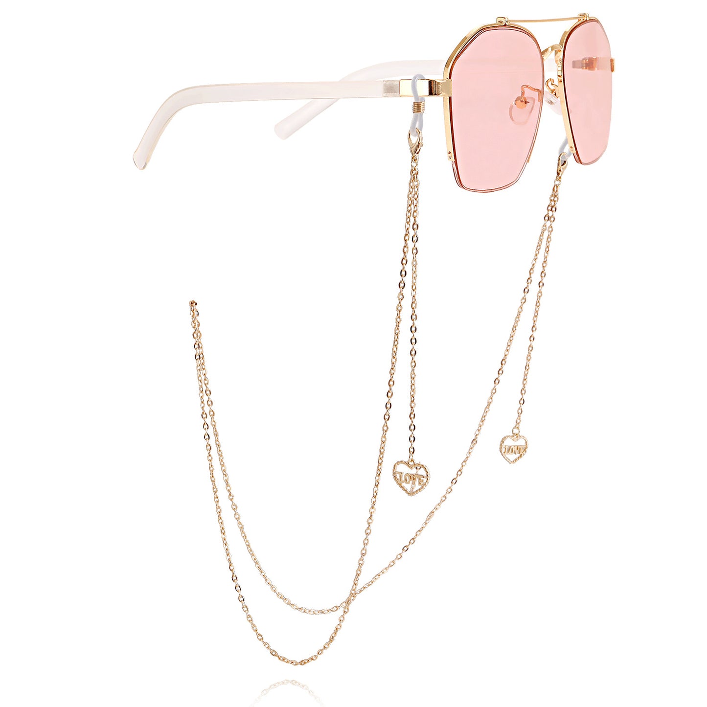 Mask hanging chain glasses hanging chain glasses chain mask chain glasses metal plating heart-shaped hanging chain