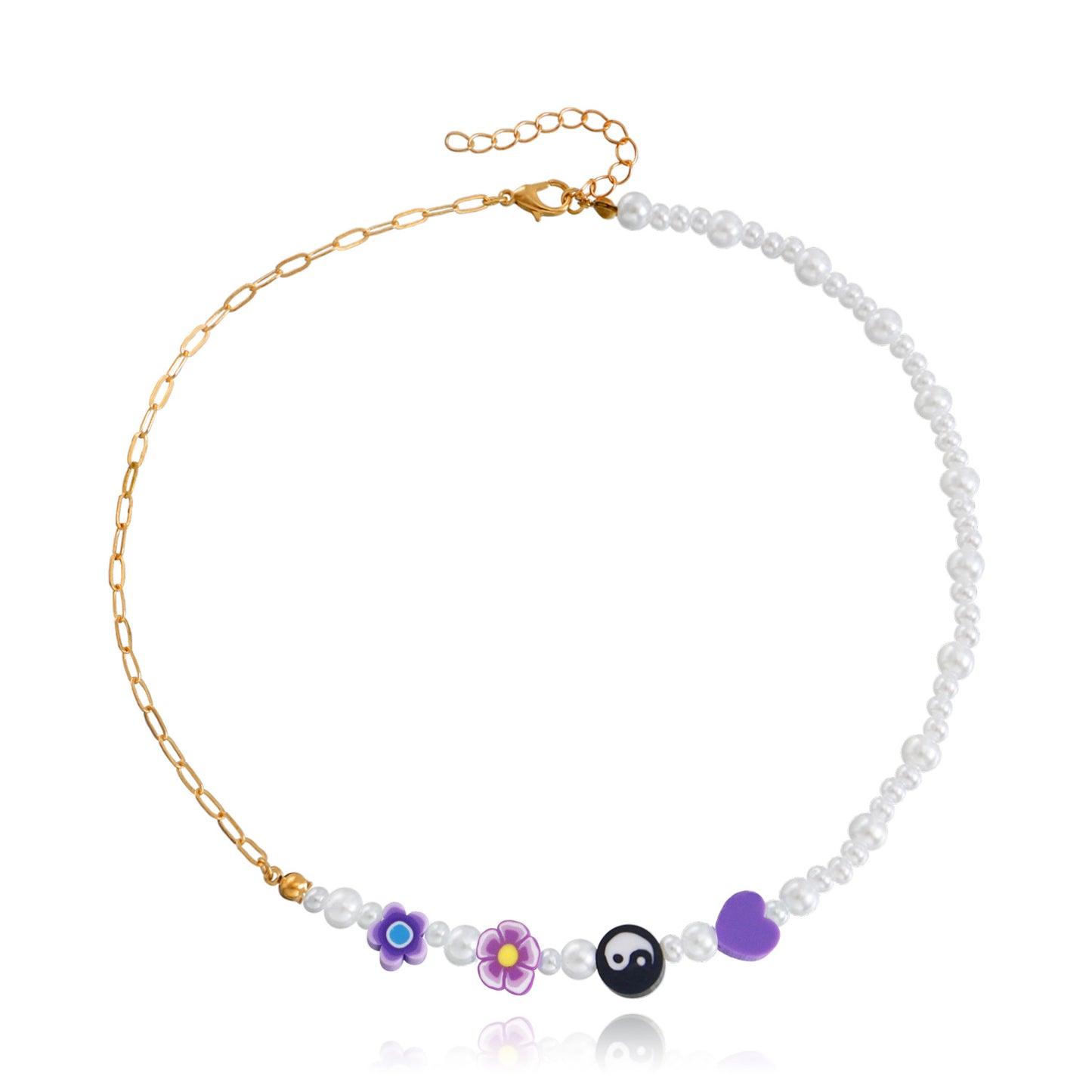 Jewelry Bohemian imitation pearl soft pottery multi-element beaded necklace baby bead necklace hot girl