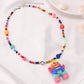 Design sense cartoon monster pink rabbit pendant necklace year ins niche hip-hop color collarbone chain