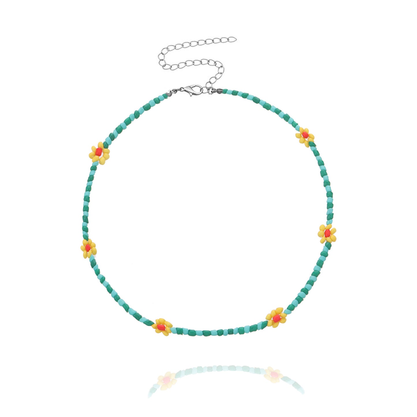 Jewelry Rice Bead Flower Necklace Women's Fashionable Temperament Adjustable Necklace
