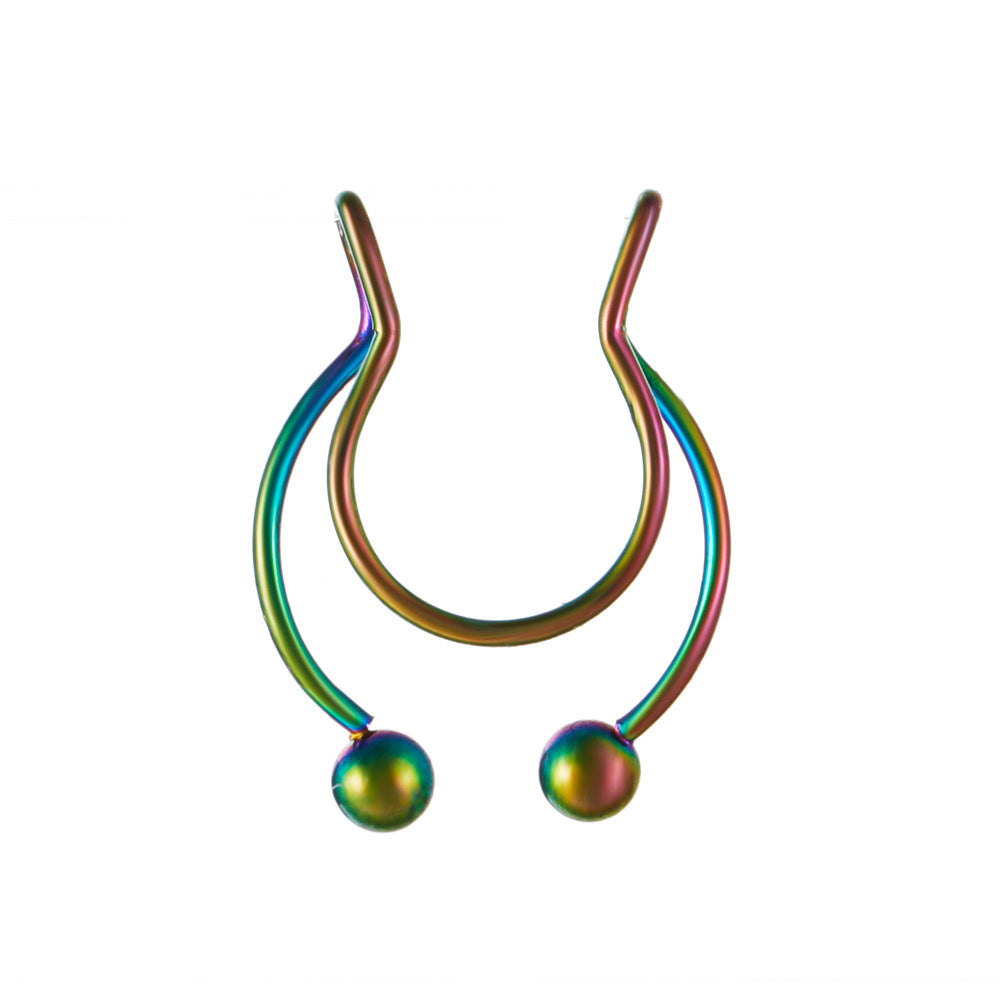 Stainless steel nose clip ins U-shaped non-perforated nose nail nose ring piercing jewelry for men and women