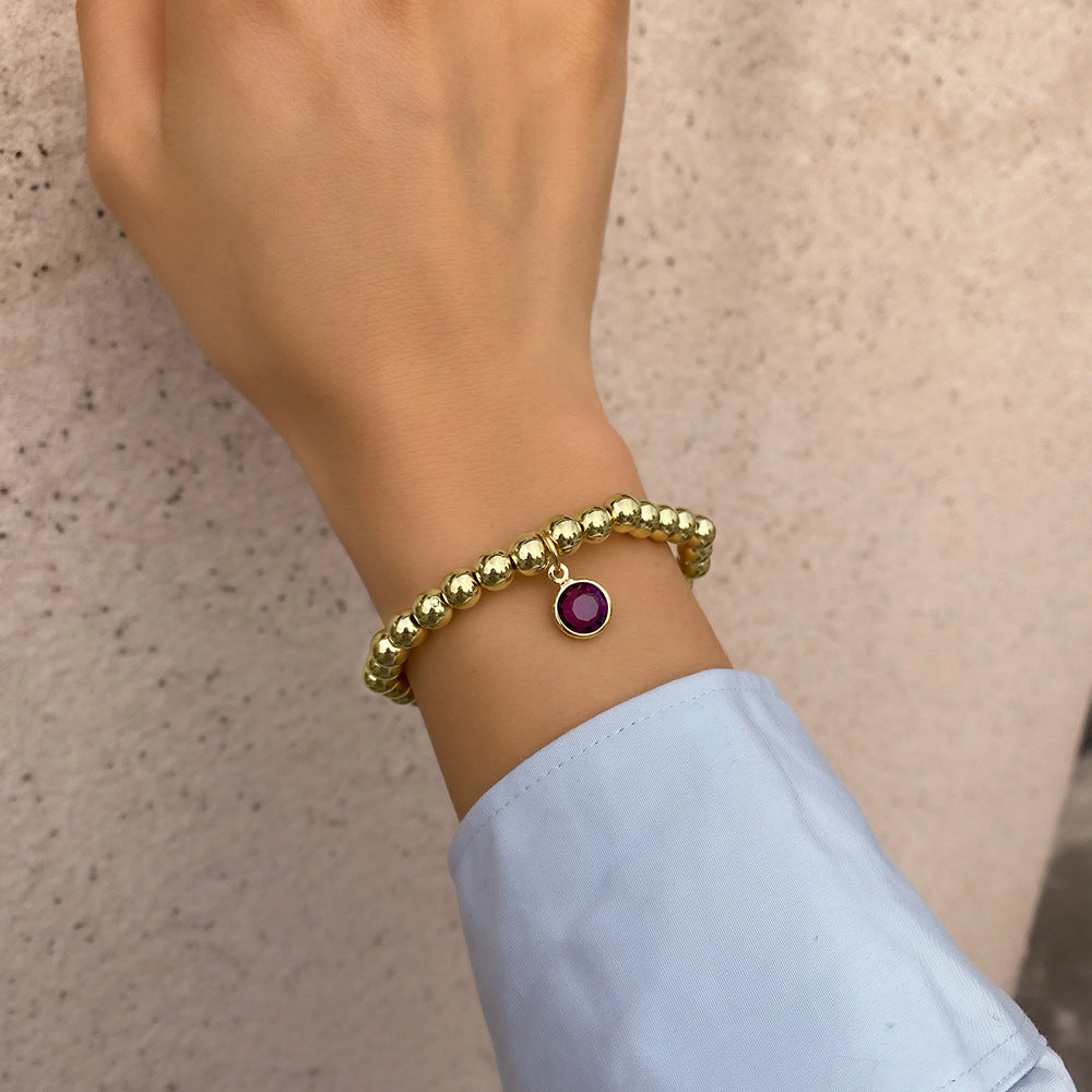 B1585 Hand Decoration Simple Beaded Elastic Geometric Bracelet Rhinestone Small Fresh Girly Bracelet