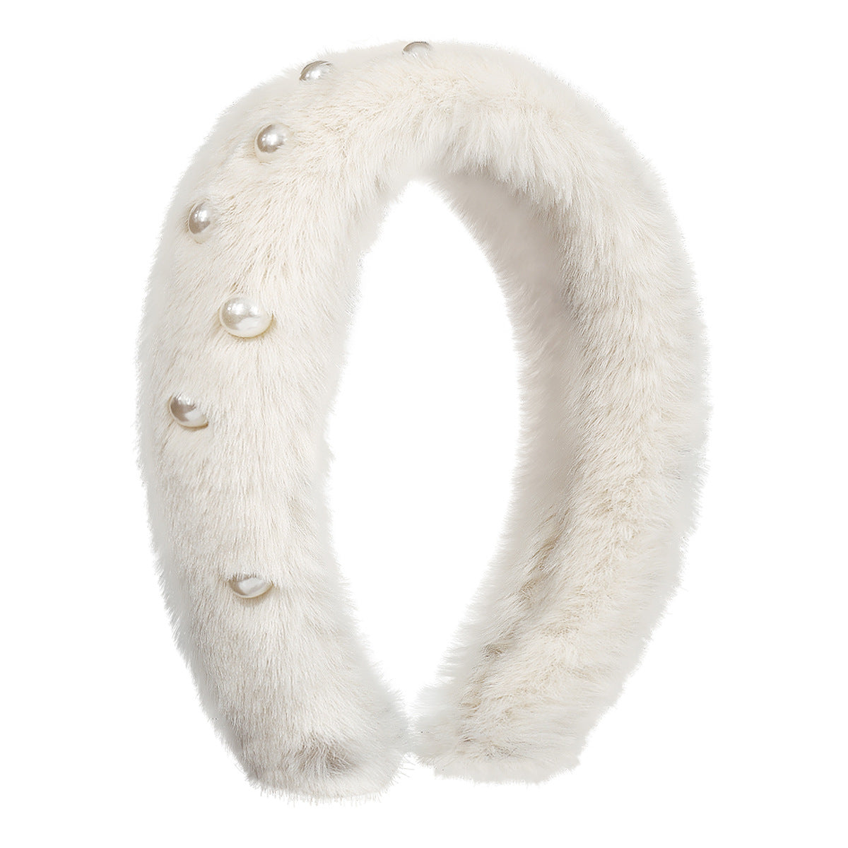 F4998 exaggerated autumn and winter plush headband women's light luxury retro cute pearl elegant geometric sweet headband