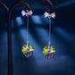 Fashion Ladies Long Color Crystal Diamond Heart Shape Pendant Stud Earrings Bow Knot Earrings Jewelry
