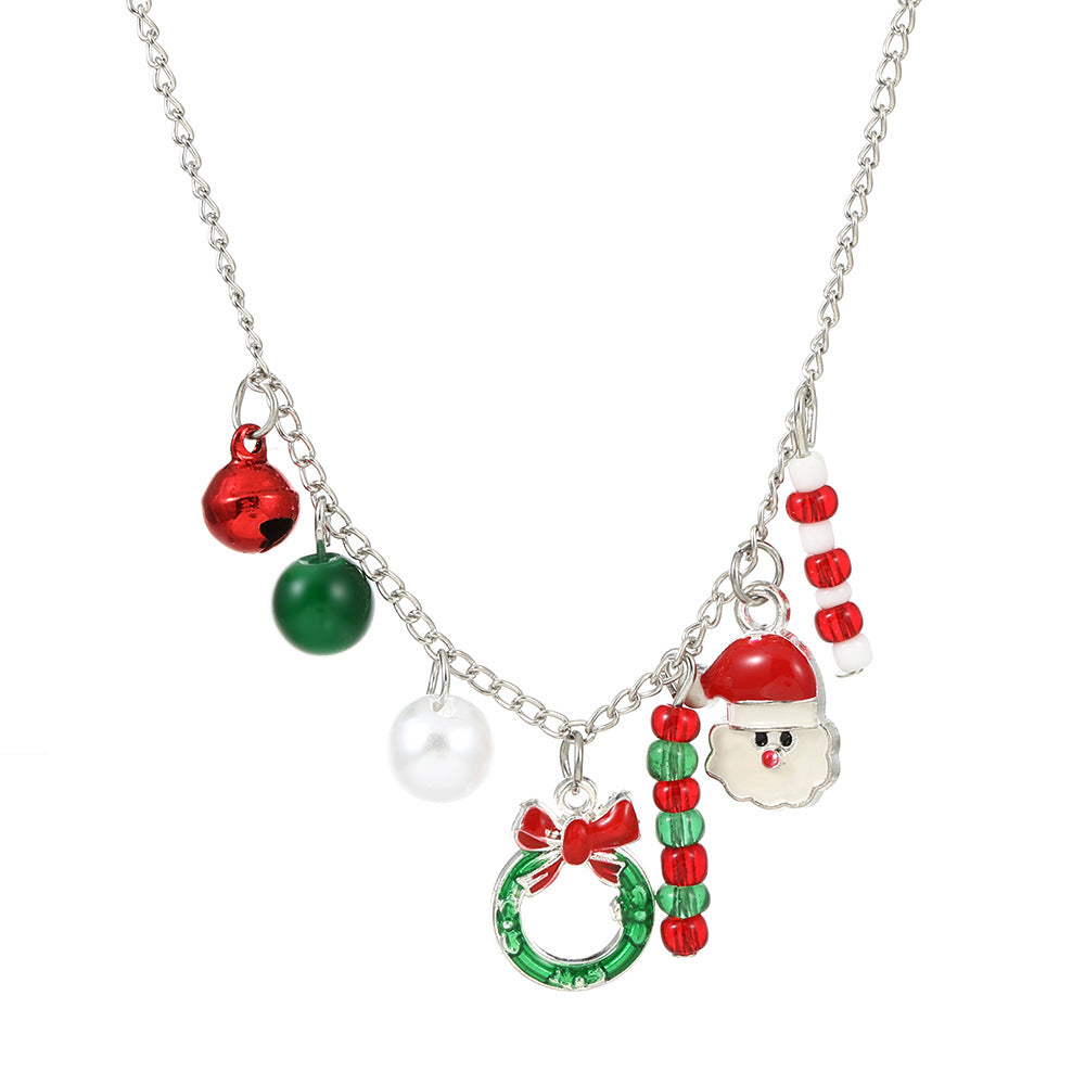 Christmas series necklace cartoon dripping oil snowman bell clavicle chain long sweater chain women