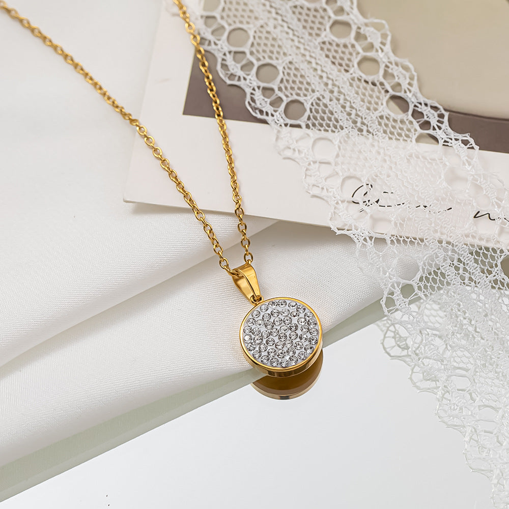 Zircon Cross Jewelry Stainless Steel Tree of Life Necklace Clover Clavicle Chain