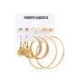 Pearl Earring Set Fashion Butterfly Earrings Metal Geometric Hoop Earrings Six-Piece Set