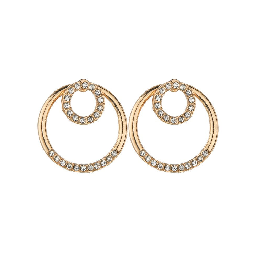 Pop Sapphire Blue Rhinestone Earrings Retro Fashion Alloy Size Round Earrings Front and Back Stud Earrings