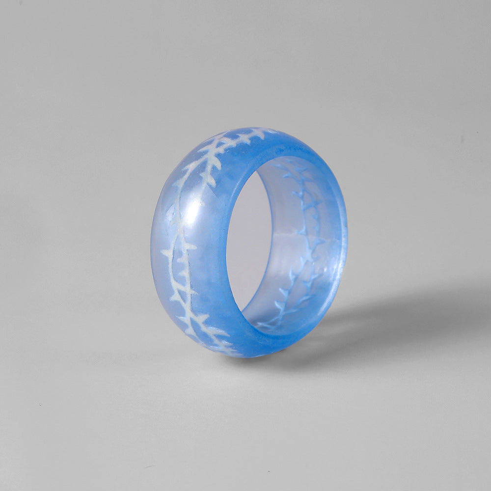 Simple fashion trend thorn pattern Mori resin luminous ring
