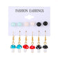 Ins color butterfly heart earring set fashion pearl flower mushroom earring six-piece set trendy