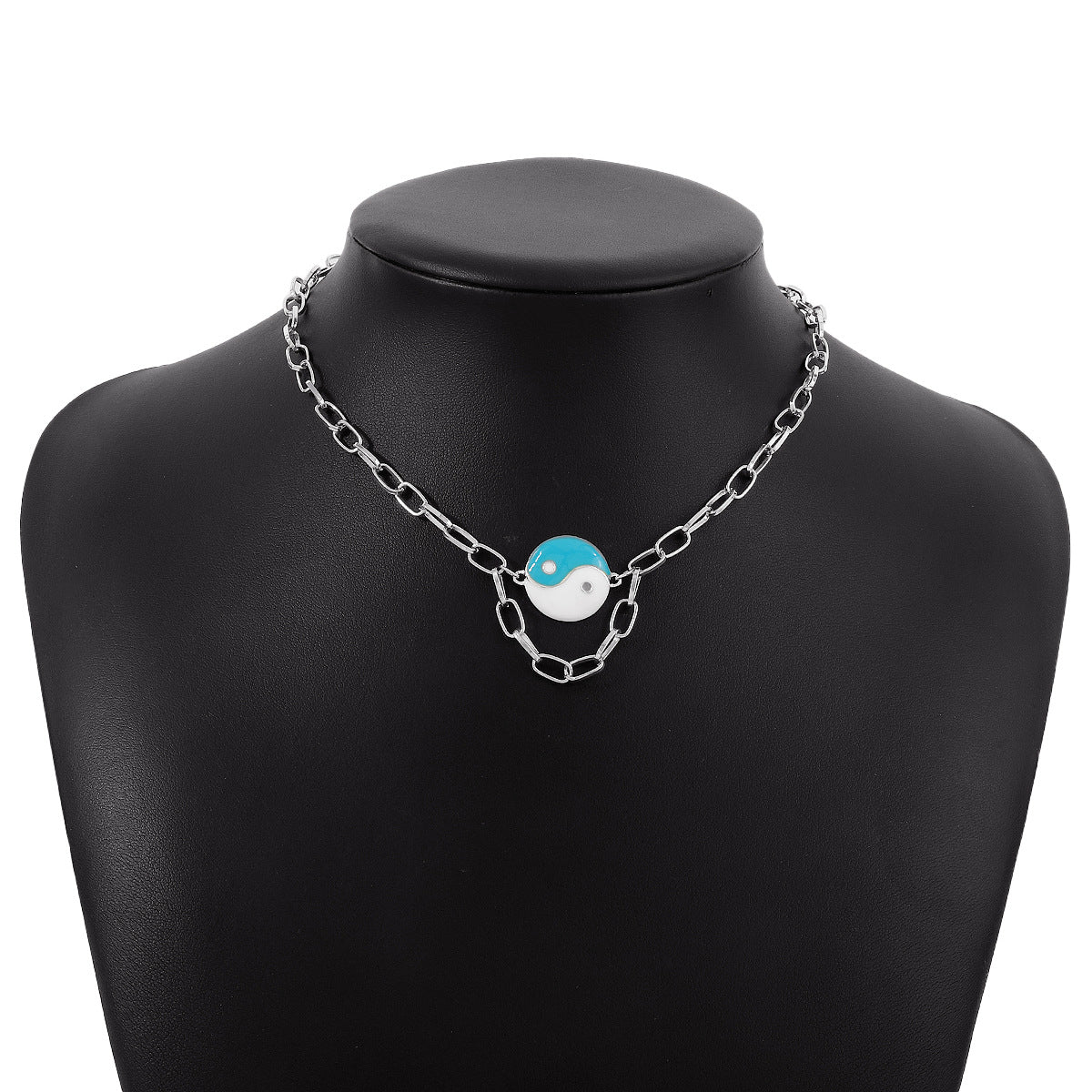 N1478 Single Layer Geometric Necklace Alloy Drip Oil Tai Chi Yin Yang Eight Diagrams Necklace Creative Fashion Necklace