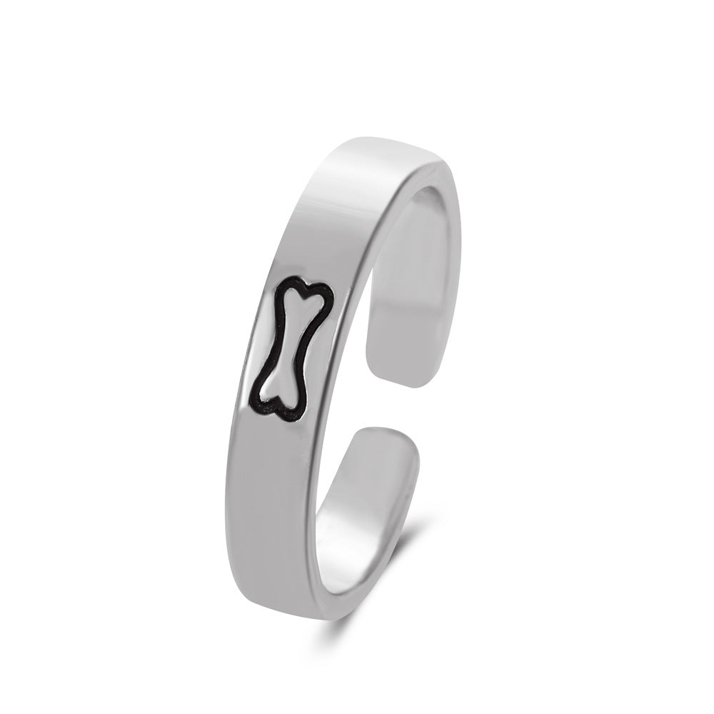 Ins cartoon cute couple ring fashion simple niche design bone puppy opening index finger ring