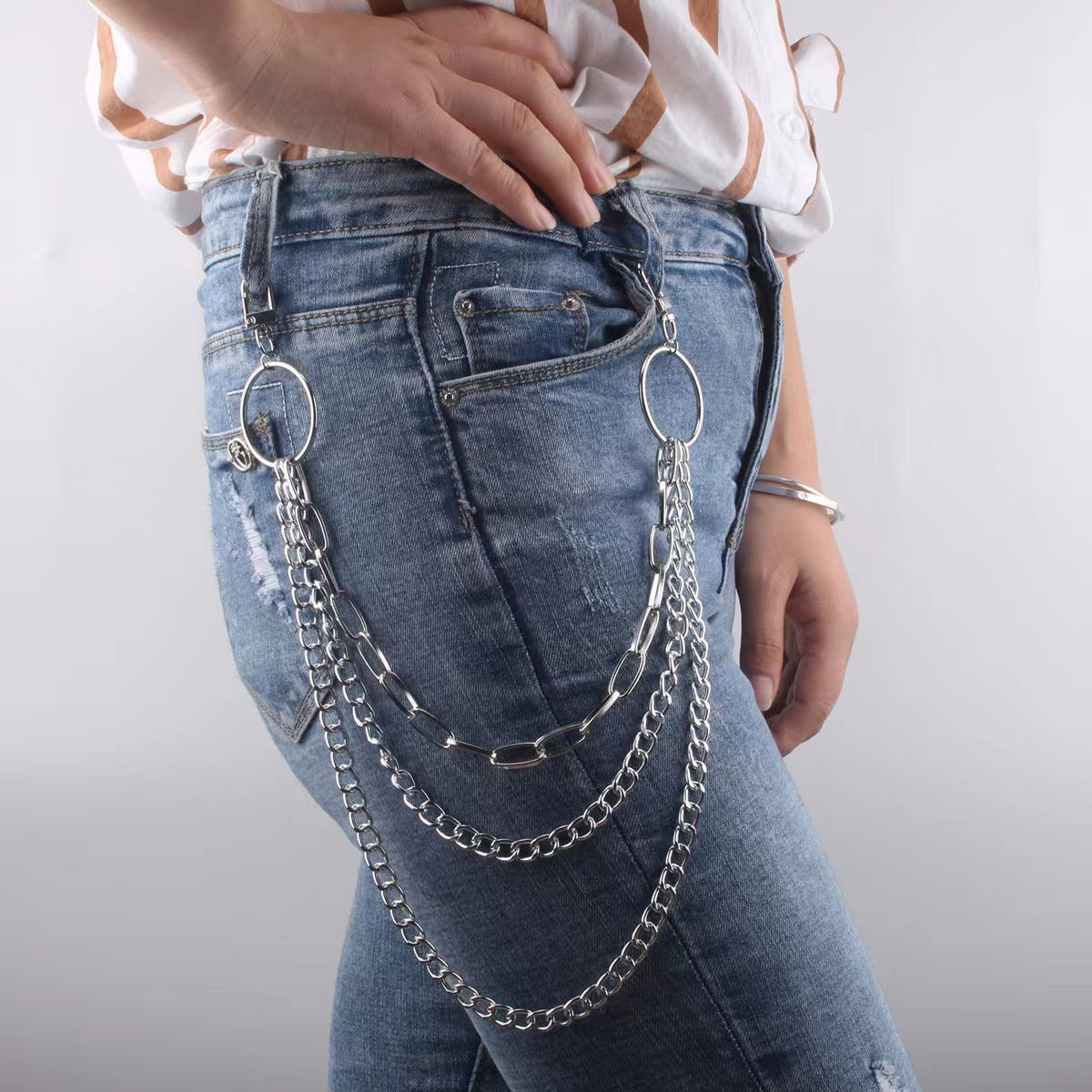 Rock Metal Ring Pants Chain Punk Chain Trendy Personalized Belt Versatile Clothing Accessories