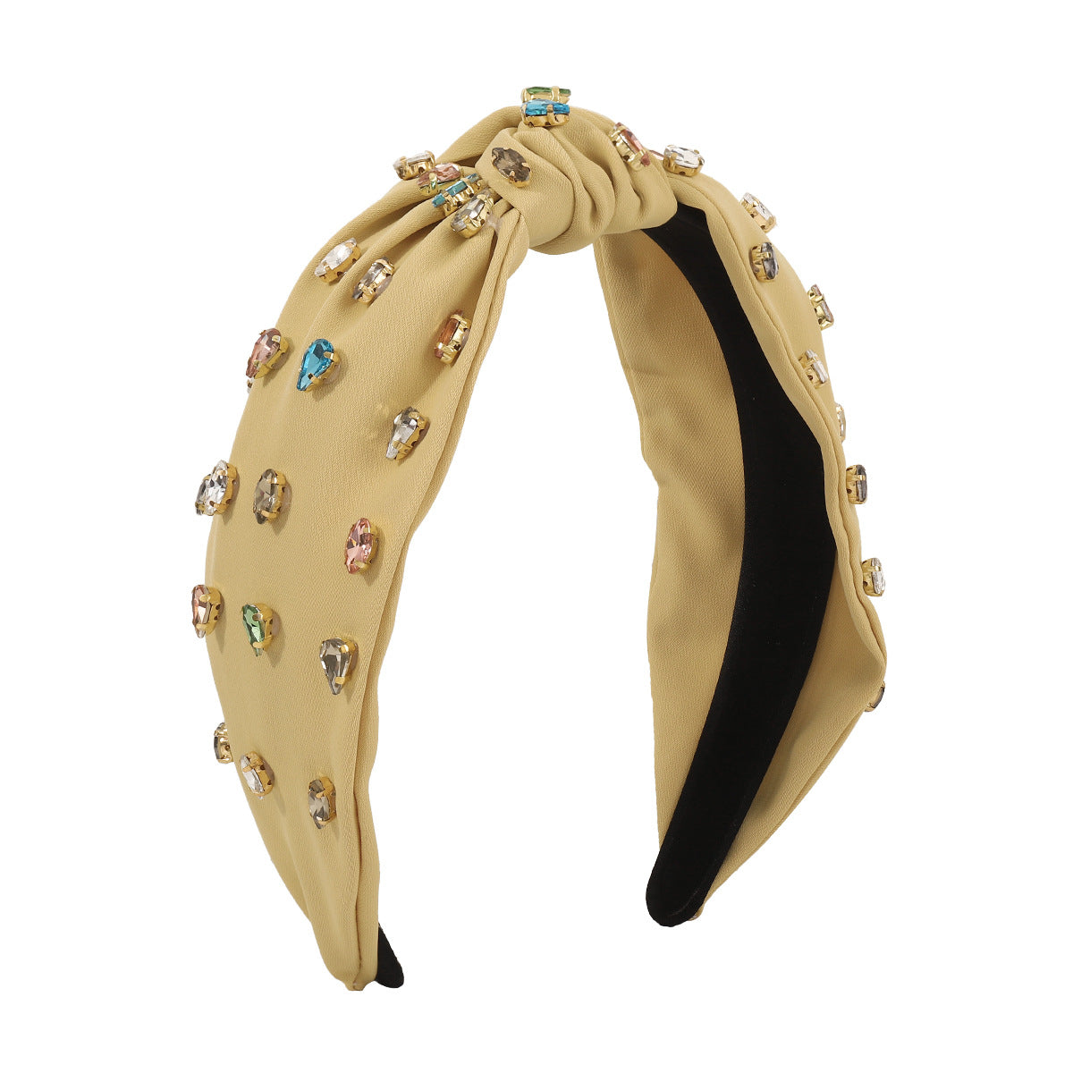 F221 wide-brimmed fabric headband fashion stained glass diamond knotted headband versatile hair accessories