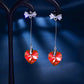 Fashion Ladies Long Color Crystal Diamond Heart Shape Pendant Stud Earrings Bow Knot Earrings Jewelry