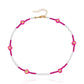 Jewelry Bohemian colored rice beads imitation pearl smiley flower necklace choker necklace female