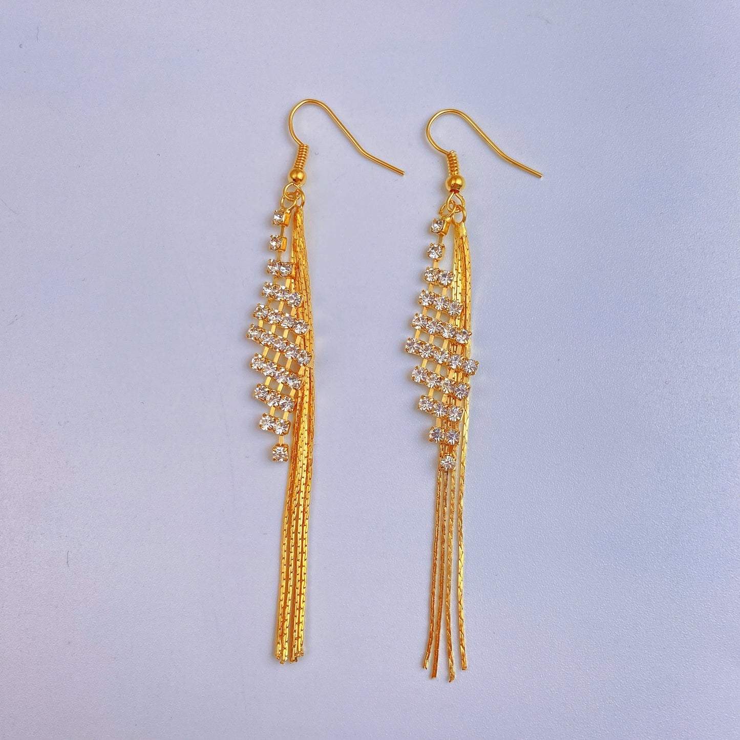 Tassel Zircon Geometric Earrings Personality Simple Temperament Style Drill Stud Earrings Women