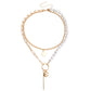 Niche design high-end splicing chain imitation mother-of-pearl pendant necklace female cold OT buckle pearl necklace
