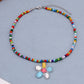 Colorful Beaded Necklace Cartoon Cute Niche Colorful Beaded Necklace Girl Heart Clavicle Chain Short Pendant