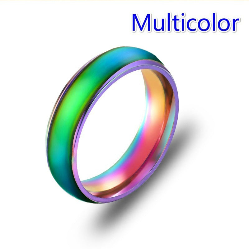 Explosive Style Temperature Sensitive Color Changing Stainless Steel Ring Couple Ring Jewelry Love Fashion Jewelry