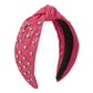 F5116 Exaggerated Heavy Industry Leather Rhinestone Headband Creative Personality Pure Color Knotted Fashion Light Luxury Headband