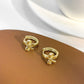 French retro round metal ear buckle ins cold simple bow belt earrings earrings