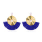 Exaggerated Metal Tassel Earrings Bohemian Fan-shaped Irregular Earrings Retro Geometric Pearl Earrings