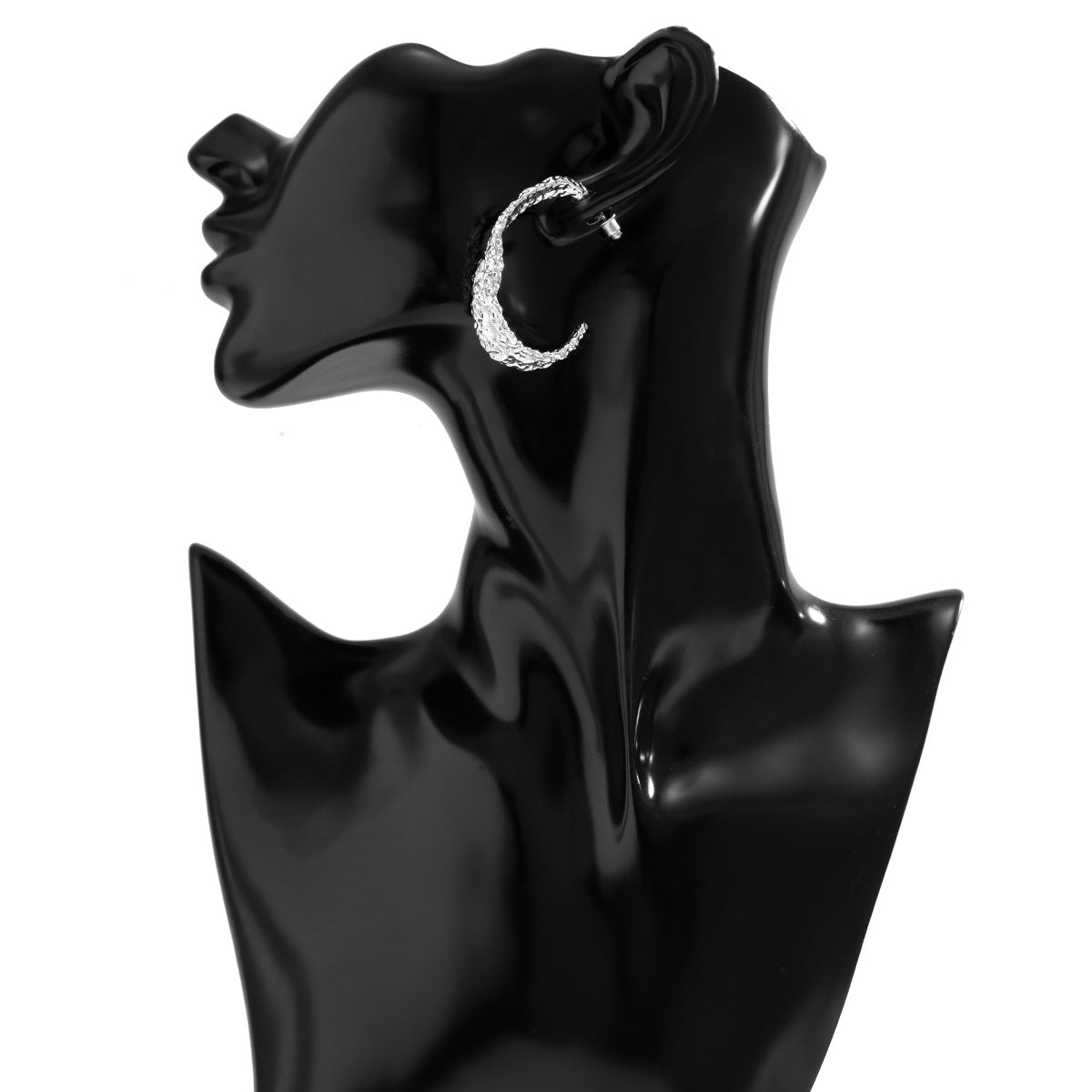 Jewelry simple C-shaped irregular pockmark earrings femininity business cold geometric earrings
