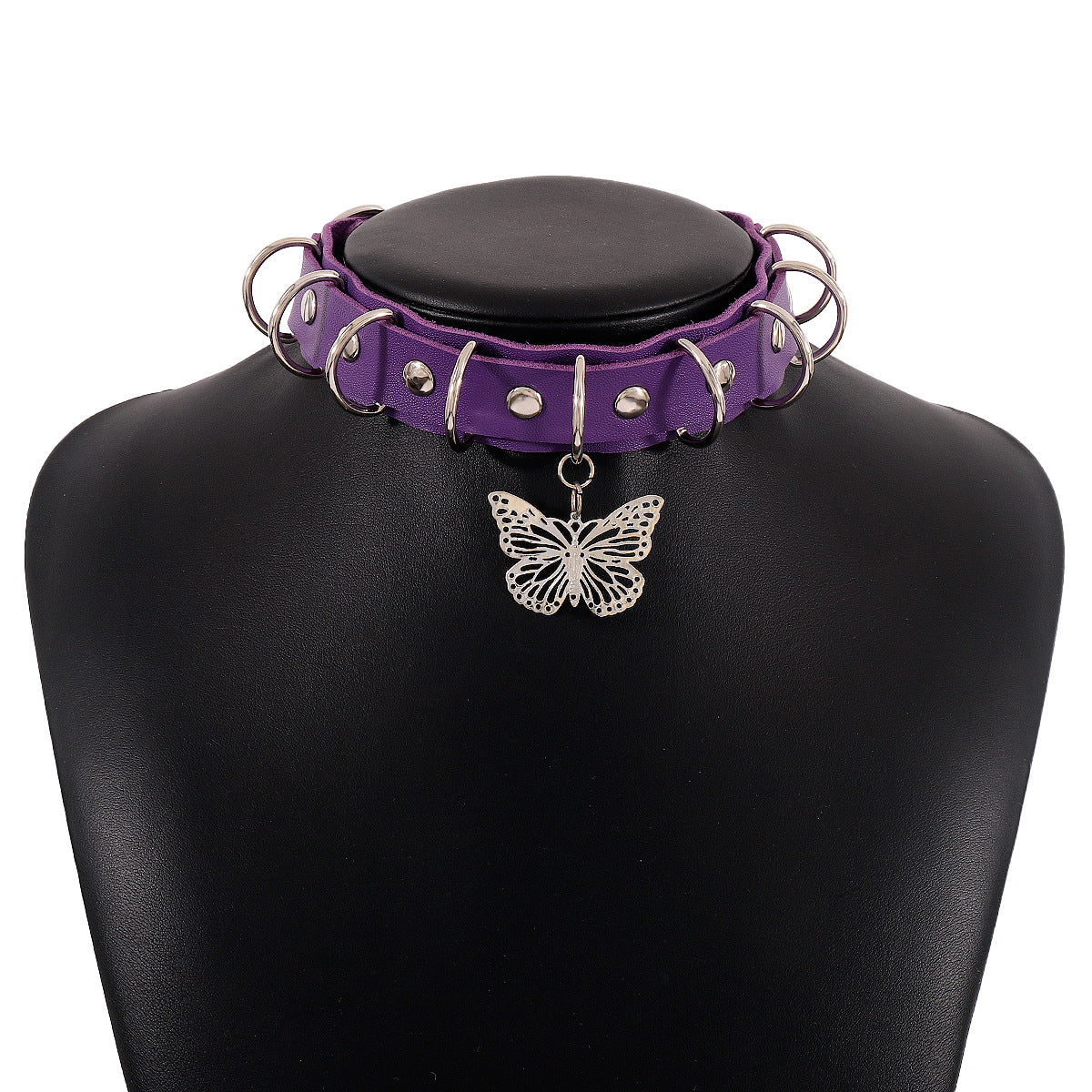 N1527 Harajuku exaggerated leather necklace hollow butterfly sweet cool necklace personality night choker collar
