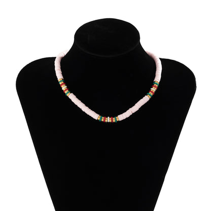 Jewelry Ethnic Color Mix and Match Single-layer Polymer Clavicle Necklace Simple Geometric Handmade Necklace for Women