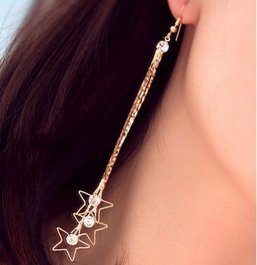 Fashion Square Tassel Earrings Long Diamond Rhinestone Ear Wire Sweet Earrings Jewelry