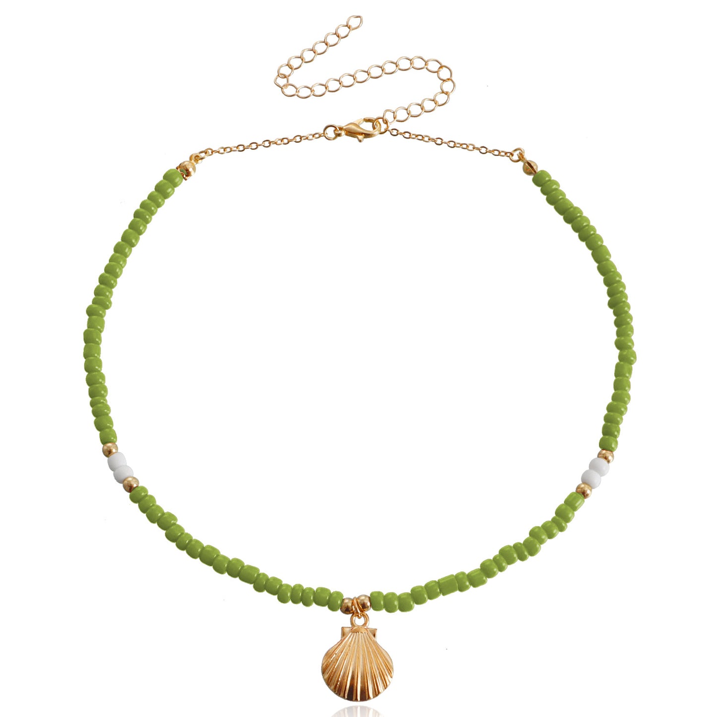 Jewelry Bohemian Color Large Rice Bead Necklace Beach Shell Scallop Pendant Necklace Female