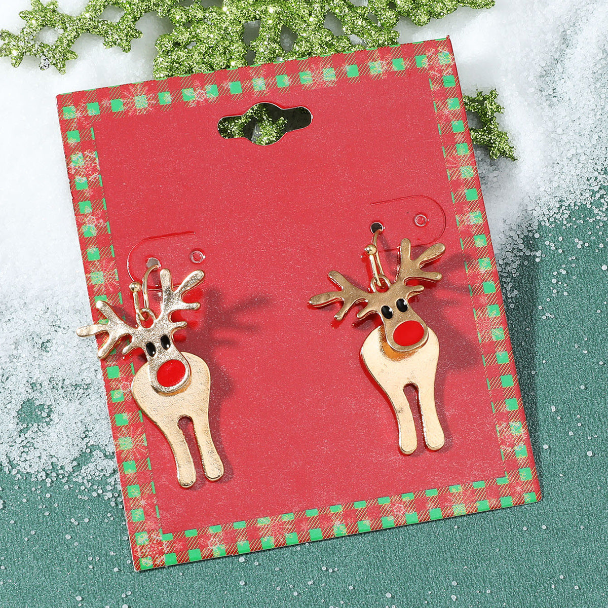 Christmas series earrings cartoon cute dripping oil simulation snow elk earrings autumn and winter