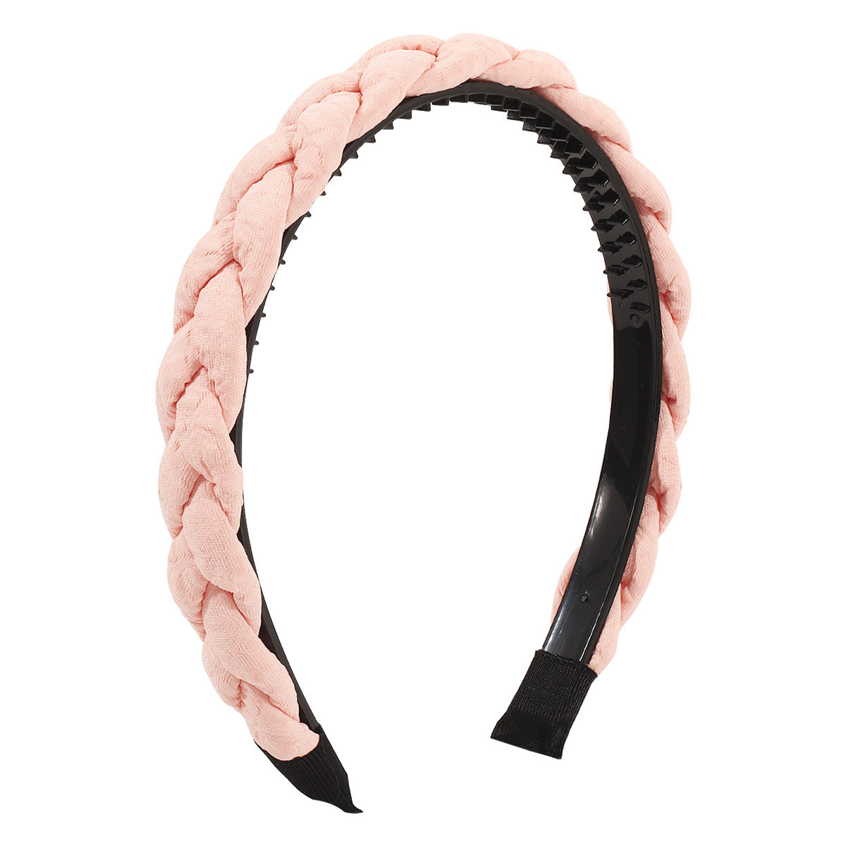 F511 girl heart simple solid color twist braid personality head hoop Mori non-slip fabric net red temperament head hoop