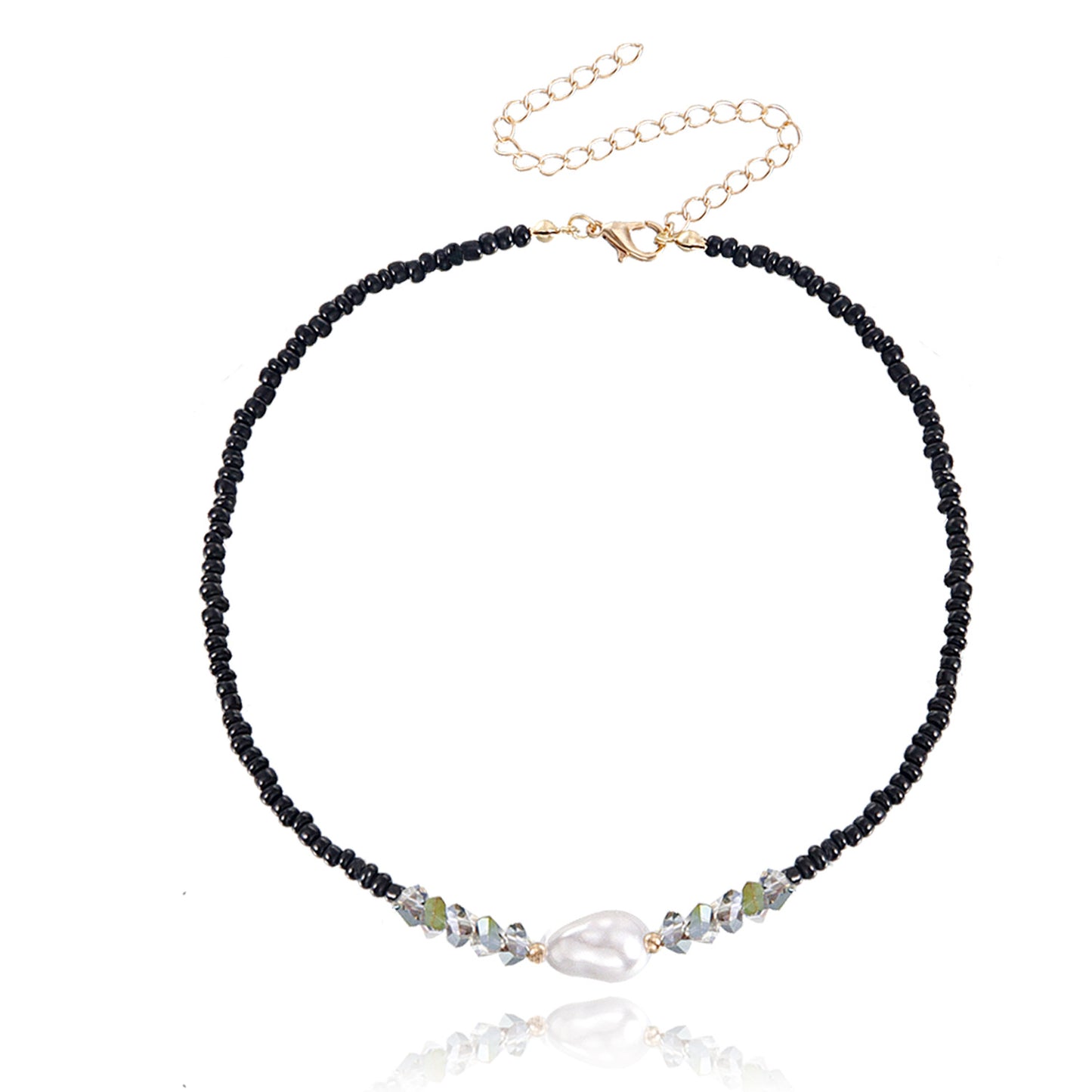 Jewelry Bohemian Small Rice Bead Crystal Imitation Pearl Necklace Necklace Women's Necklace Doesn't Fade