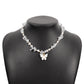 N9967 Net Red Necklace Female Xiaoxiang Retro Contrast Color Collarbone Necklace Imitation Pearl Butterfly Beaded Necklace