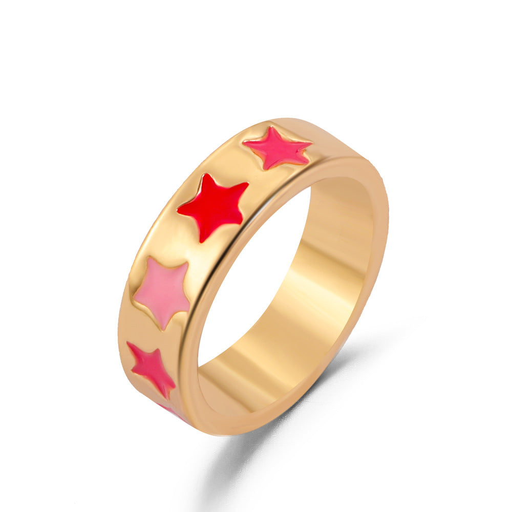 Ins simple cute flower love ring fashion fun smiley face ring metal index finger ring female